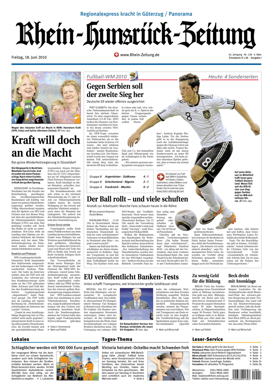 Rhein-Hunsrück-Zeitung vom Freitag, 18.06.2010