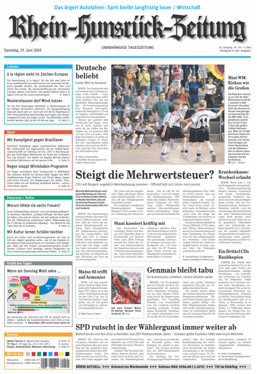 Rhein-Hunsrück-Zeitung vom Samstag, 25.06.2005