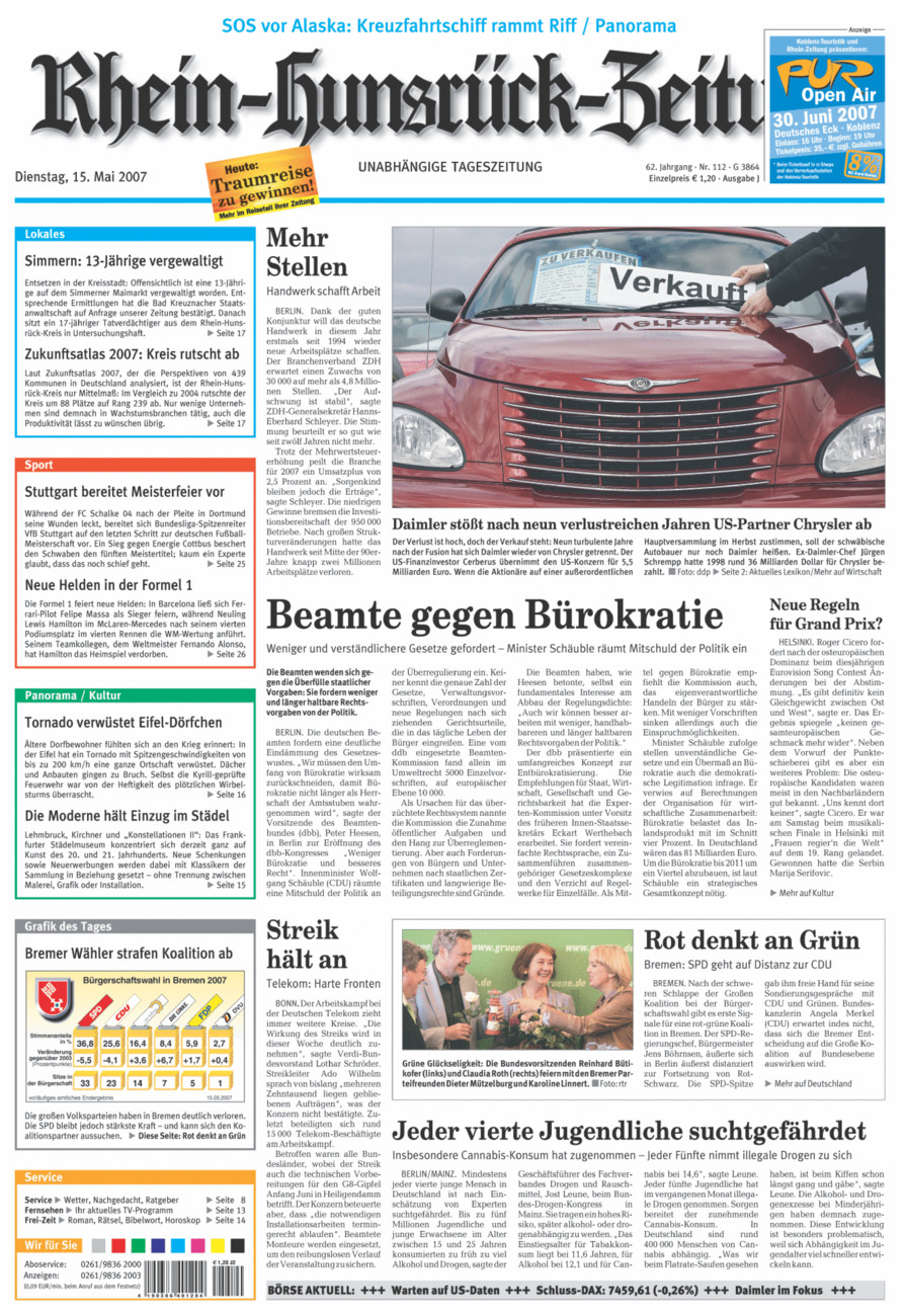Rhein-Hunsrück-Zeitung vom Dienstag, 15.05.2007