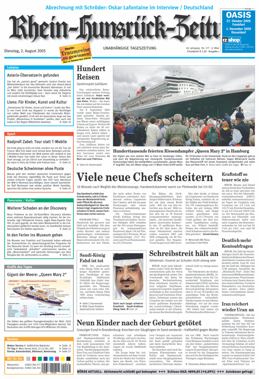Rhein-Hunsrück-Zeitung vom Dienstag, 02.08.2005