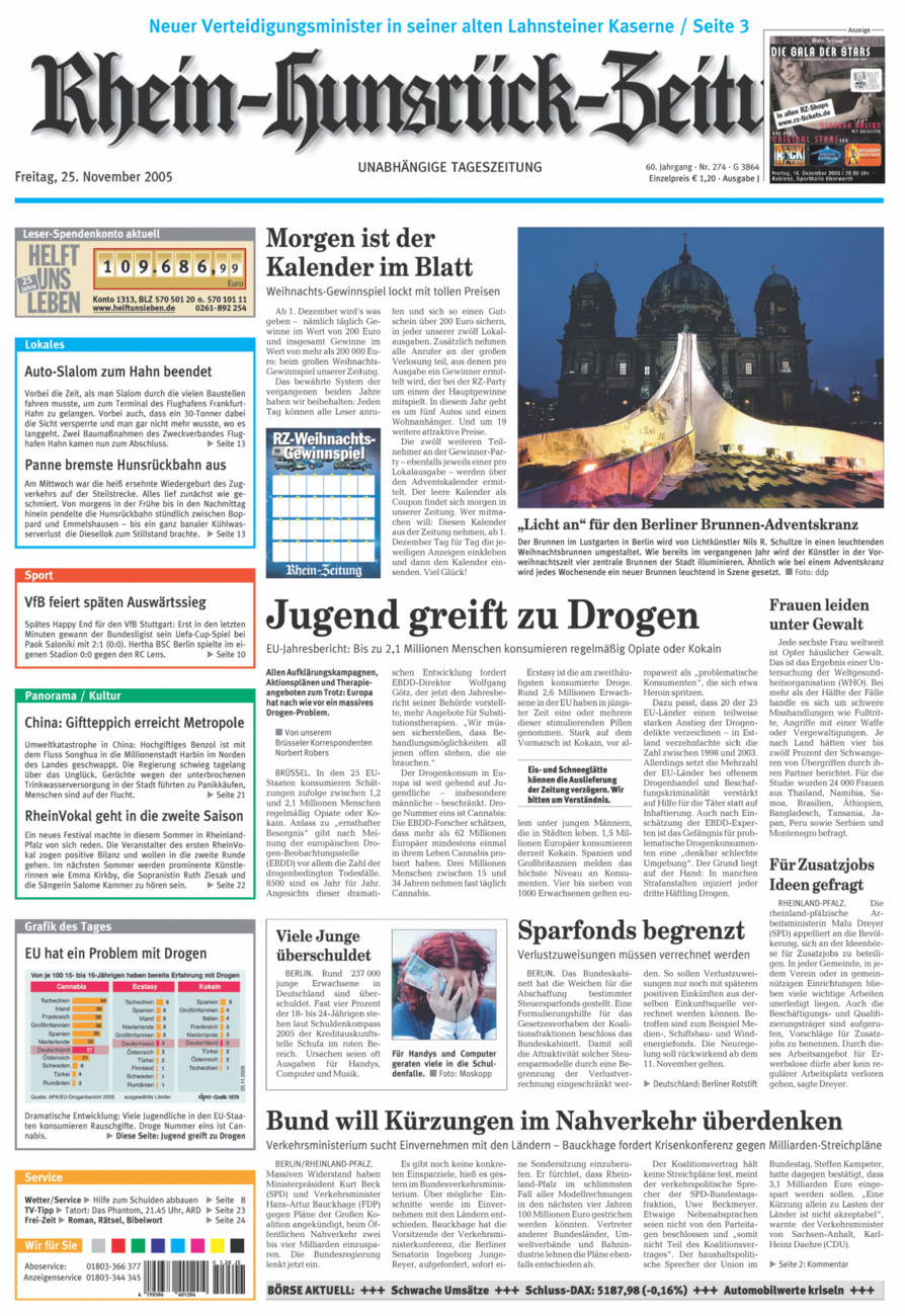 Rhein-Hunsrück-Zeitung vom Freitag, 25.11.2005