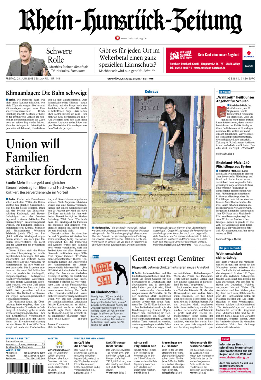 Rhein-Hunsrück-Zeitung vom Freitag, 21.06.2013