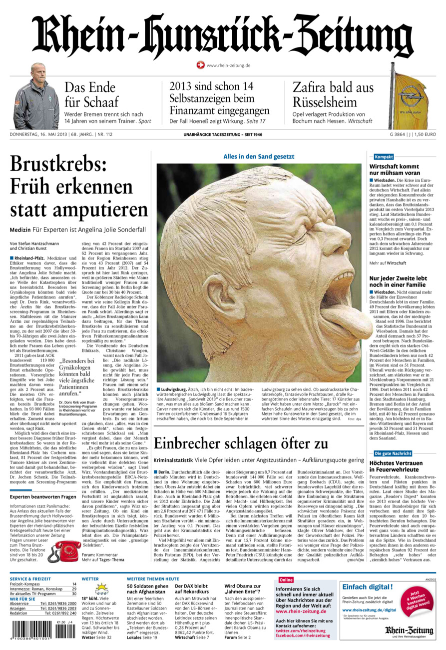 Rhein-Hunsrück-Zeitung vom Donnerstag, 16.05.2013