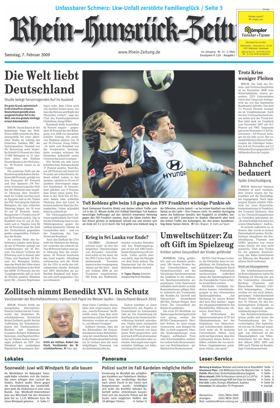 Rhein-Hunsrück-Zeitung vom Samstag, 07.02.2009