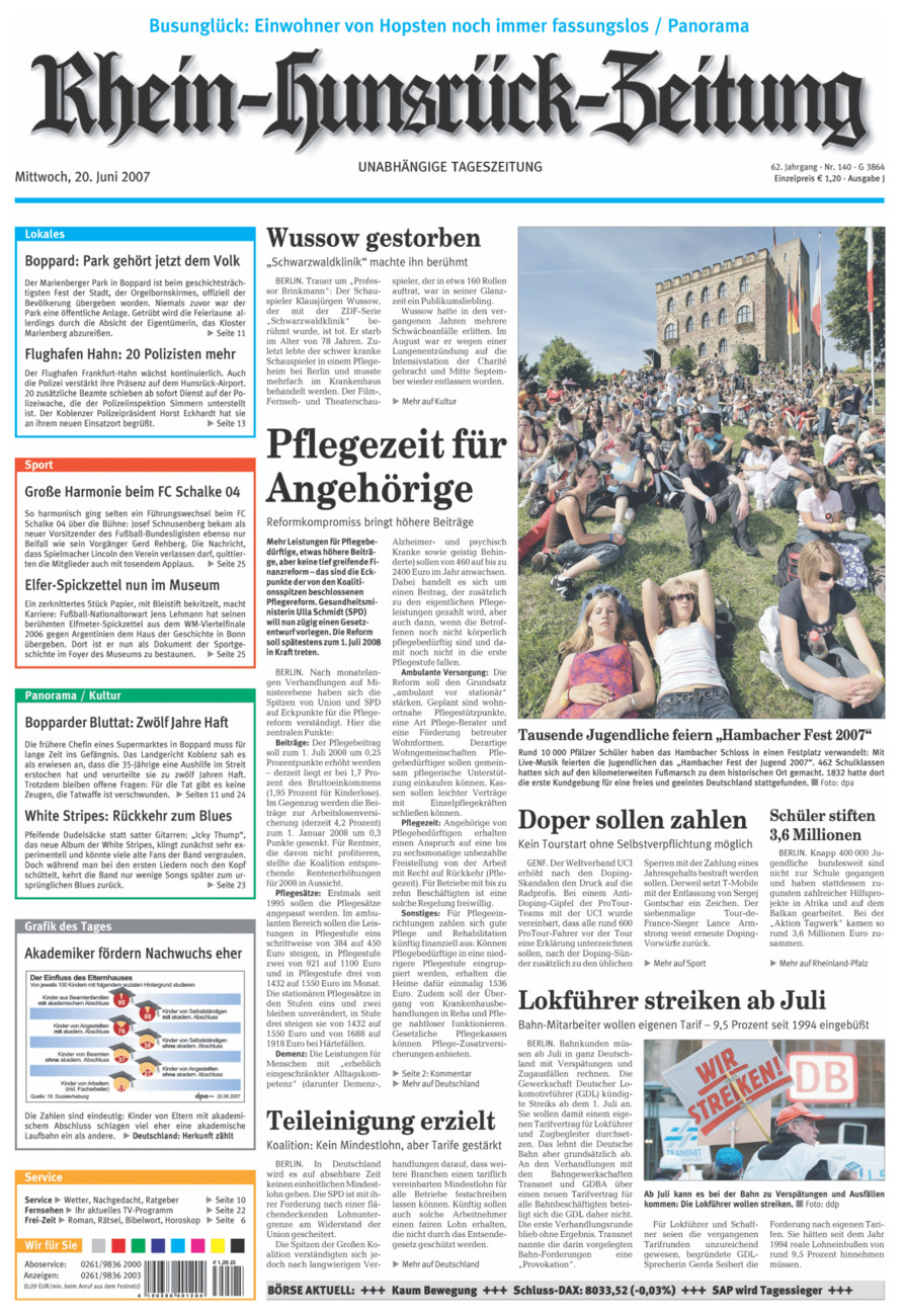 Rhein-Hunsrück-Zeitung vom Mittwoch, 20.06.2007