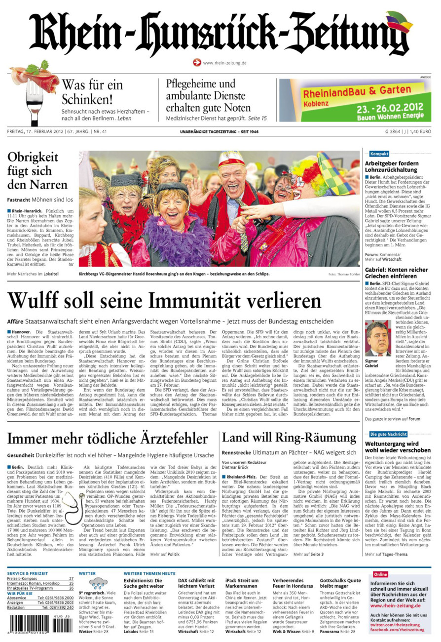 Rhein-Hunsrück-Zeitung vom Freitag, 17.02.2012