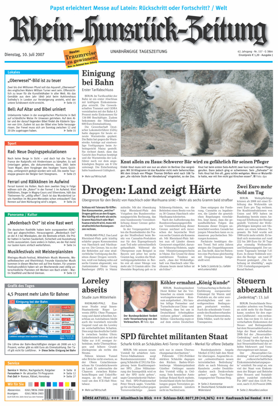 Rhein-Hunsrück-Zeitung vom Dienstag, 10.07.2007