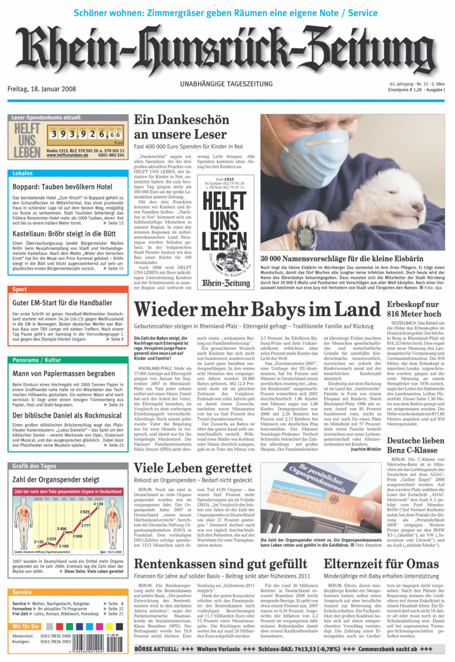 Rhein-Hunsrück-Zeitung vom Freitag, 18.01.2008