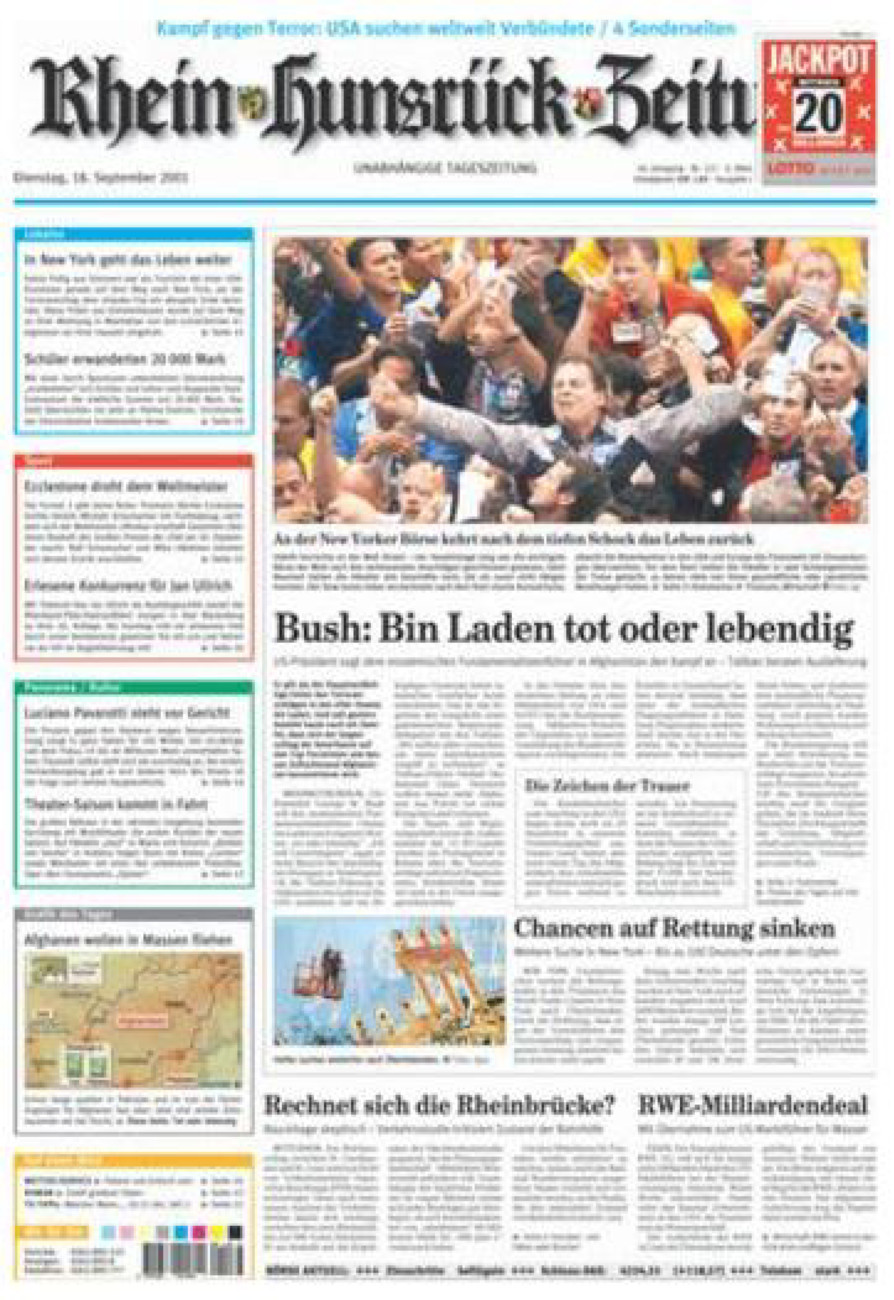 Rhein-Hunsrück-Zeitung vom Dienstag, 18.09.2001