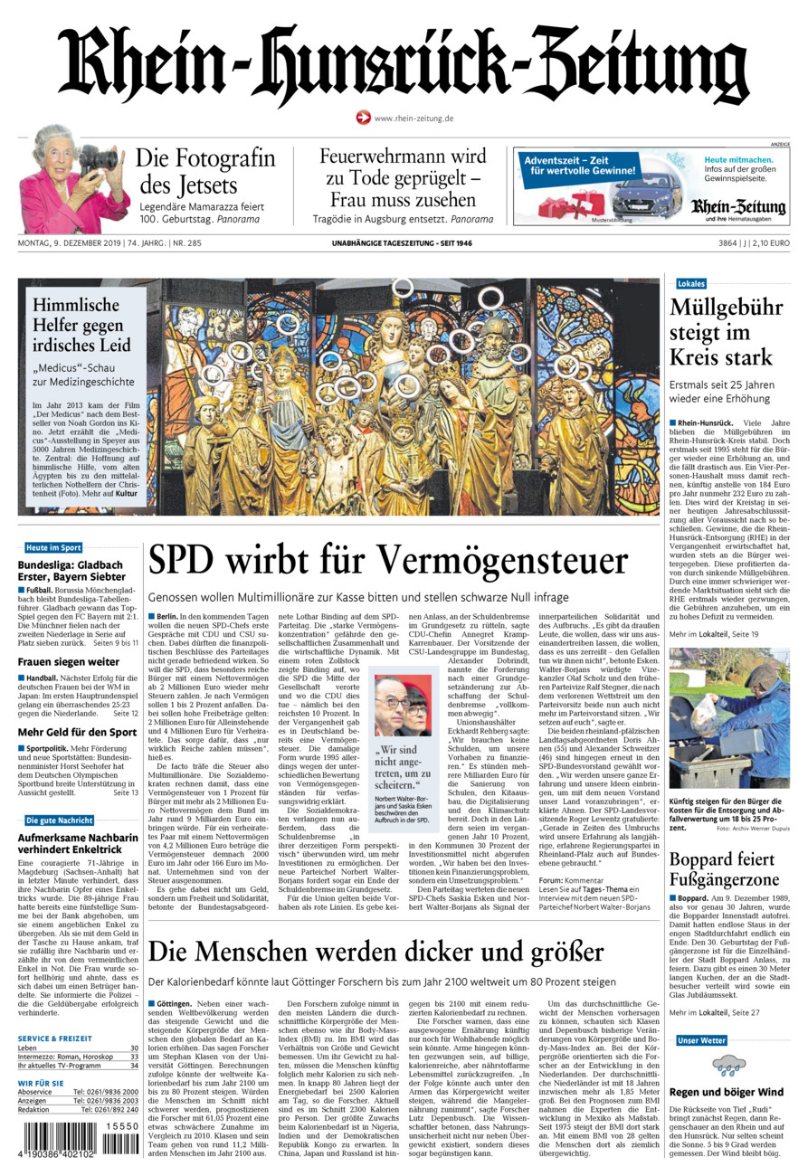 Rhein-Hunsrück-Zeitung vom Montag, 09.12.2019