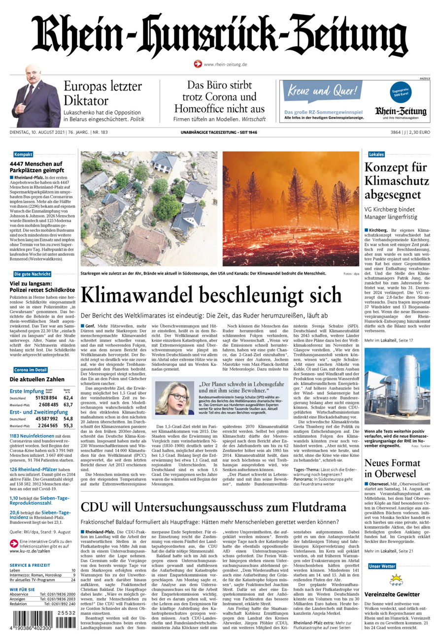 Rhein-Hunsrück-Zeitung vom Dienstag, 10.08.2021