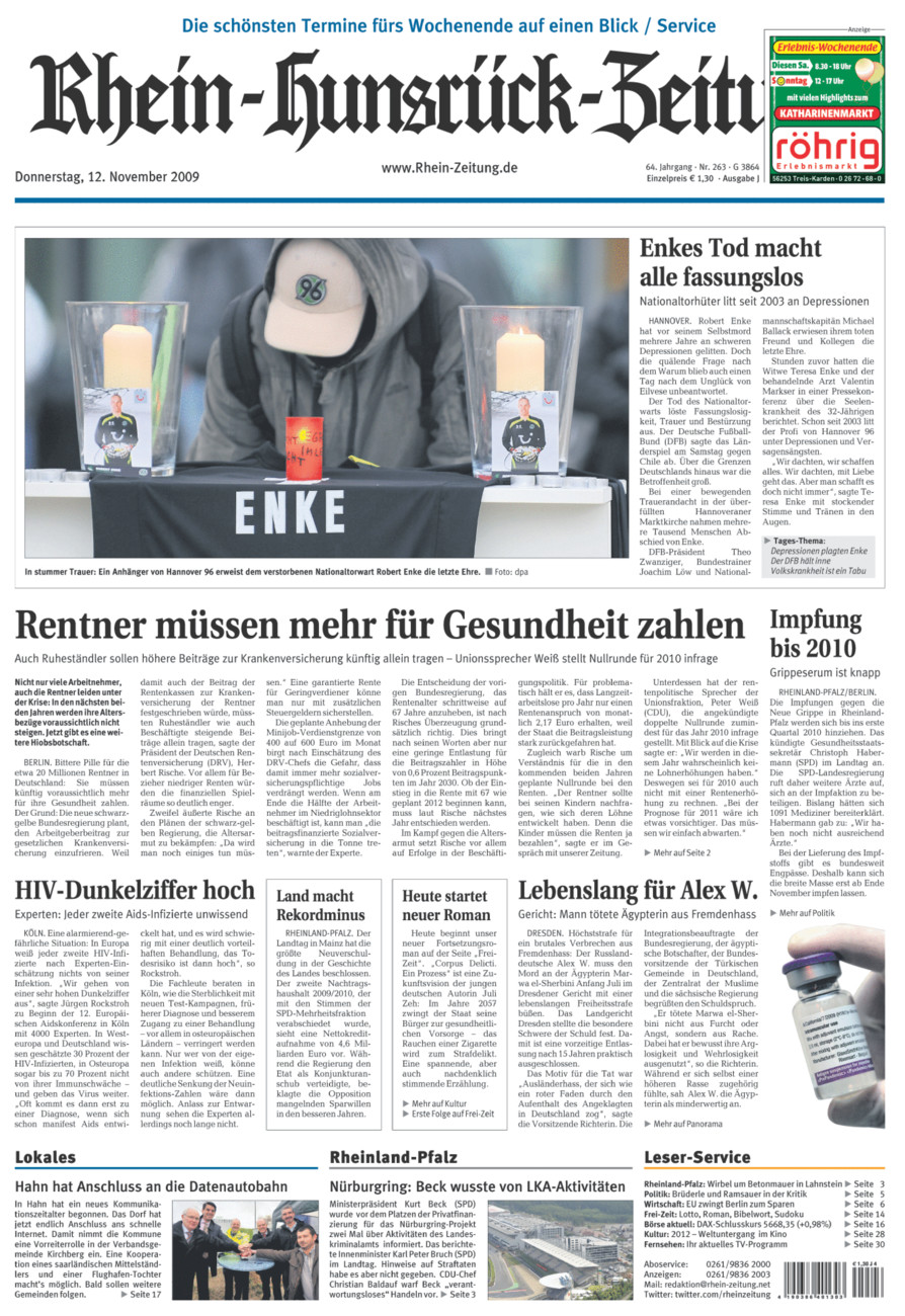 Rhein-Hunsrück-Zeitung vom Donnerstag, 12.11.2009