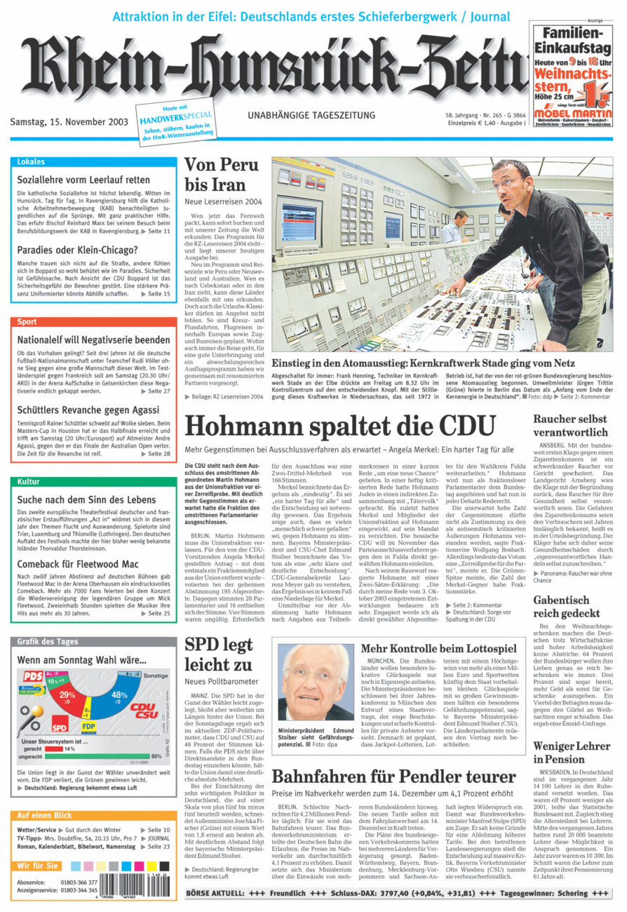 Rhein-Hunsrück-Zeitung vom Samstag, 15.11.2003