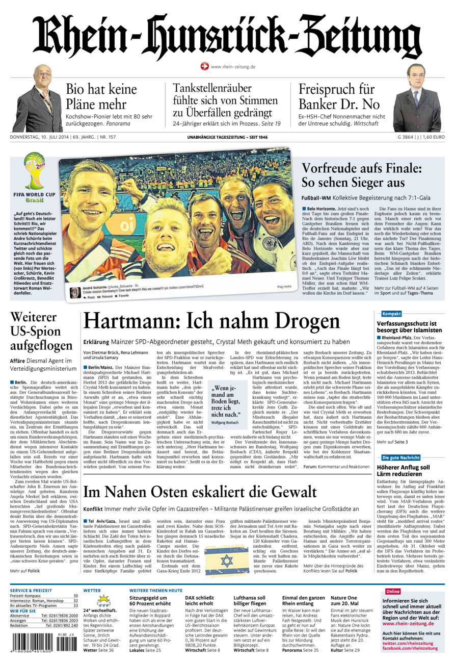 Rhein-Hunsrück-Zeitung vom Donnerstag, 10.07.2014