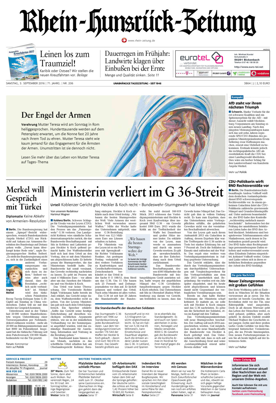 Rhein-Hunsrück-Zeitung vom Samstag, 03.09.2016