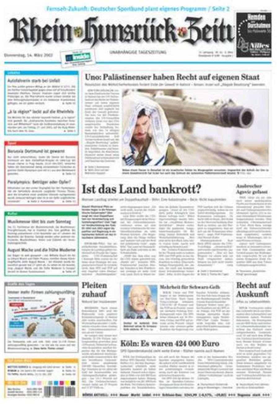 Rhein-Hunsrück-Zeitung vom Donnerstag, 14.03.2002