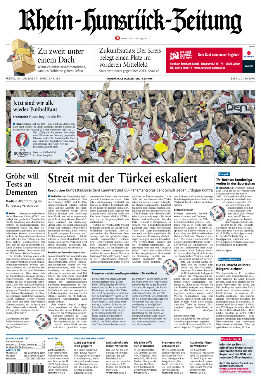 Rhein-Hunsrück-Zeitung vom Freitag, 10.06.2016