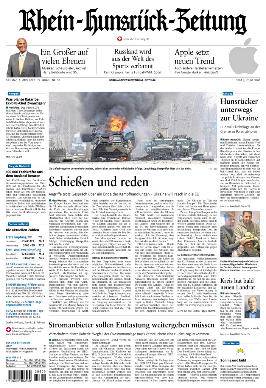 Rhein-Hunsrück-Zeitung vom Dienstag, 01.03.2022
