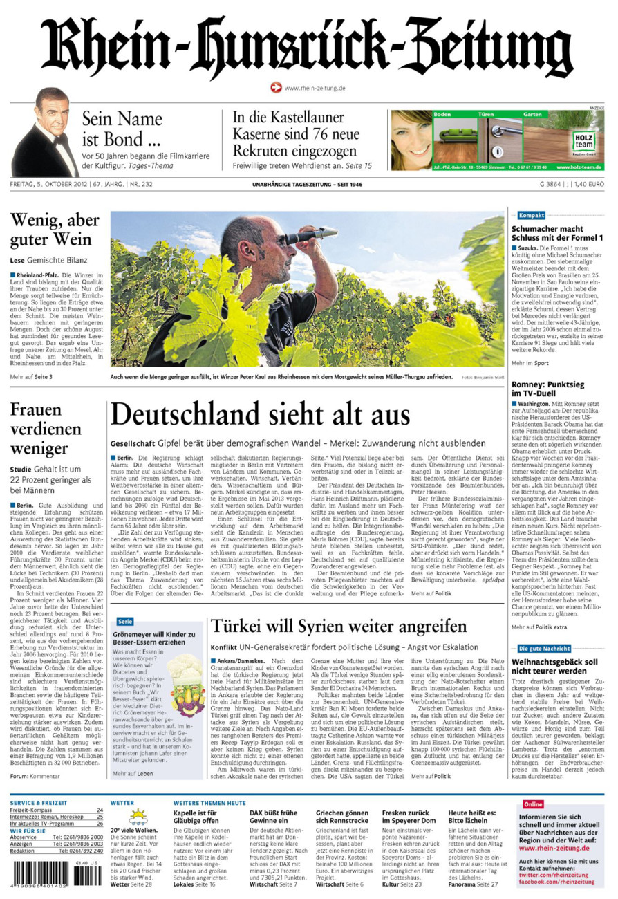 Rhein-Hunsrück-Zeitung vom Freitag, 05.10.2012