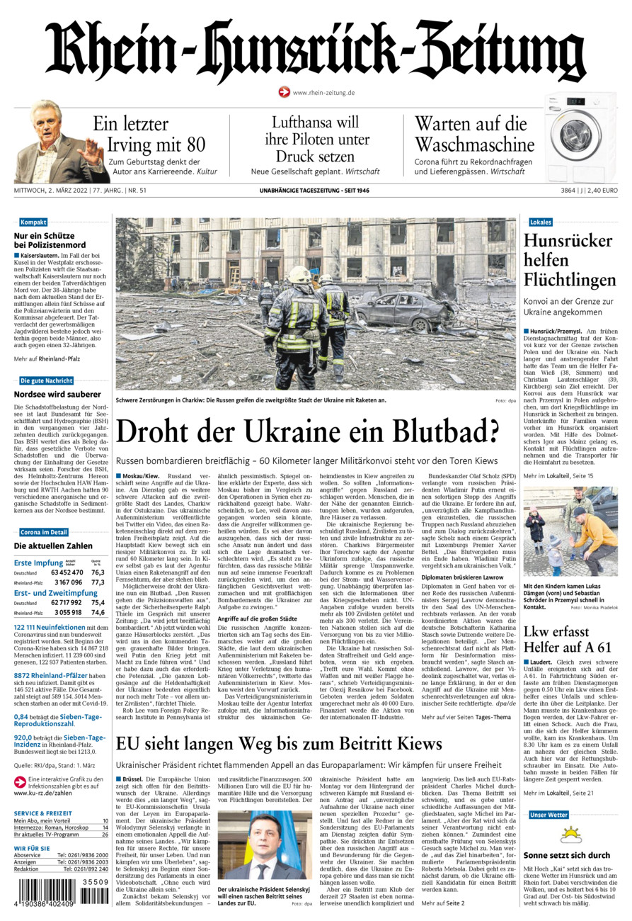 Rhein-Hunsrück-Zeitung vom Mittwoch, 02.03.2022