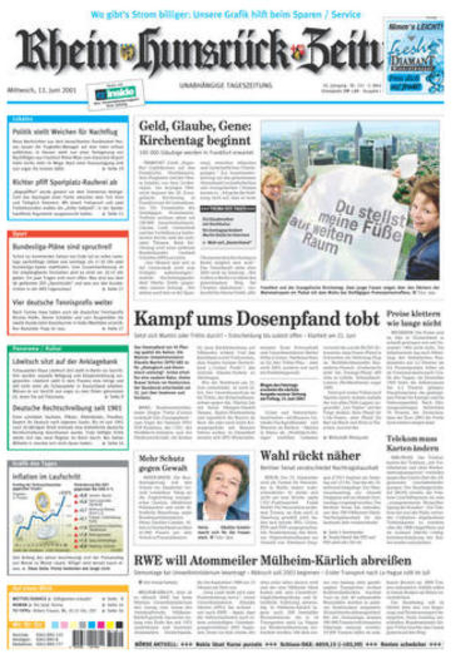 Rhein-Hunsrück-Zeitung vom Mittwoch, 13.06.2001