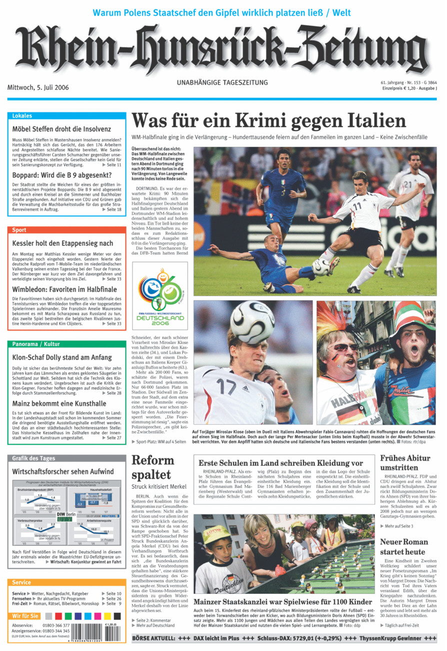 Rhein-Hunsrück-Zeitung vom Mittwoch, 05.07.2006