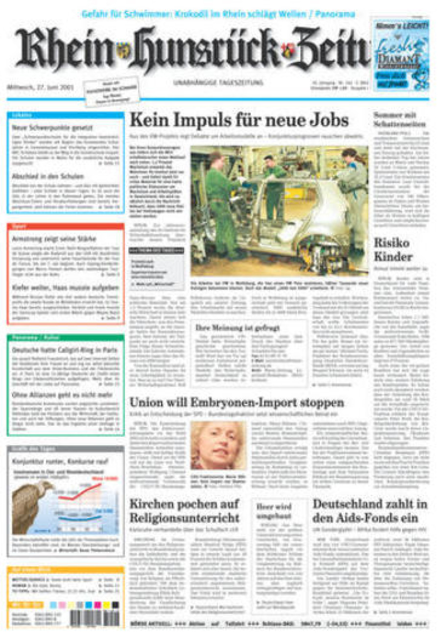 Rhein-Hunsrück-Zeitung vom Mittwoch, 27.06.2001
