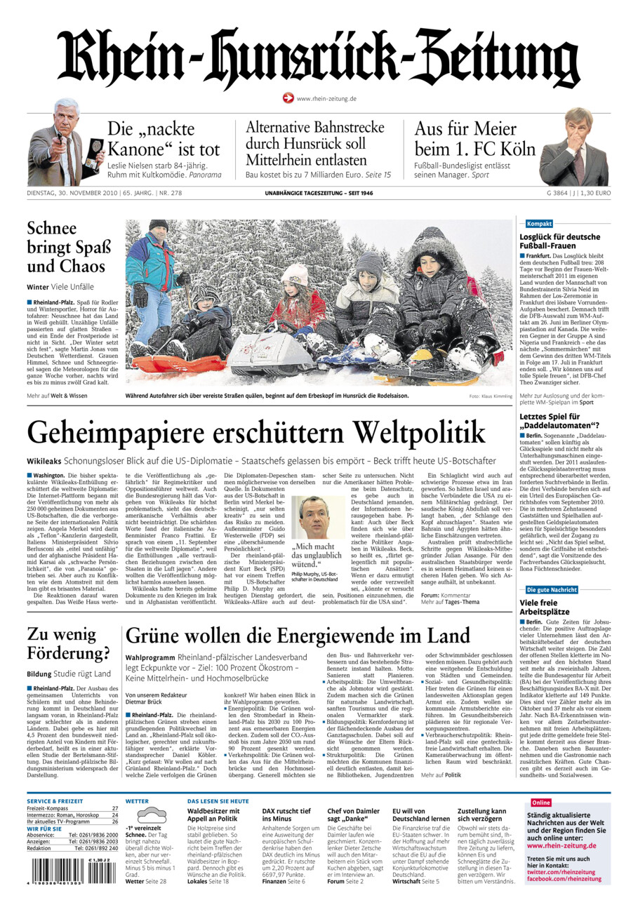 Rhein-Hunsrück-Zeitung vom Dienstag, 30.11.2010