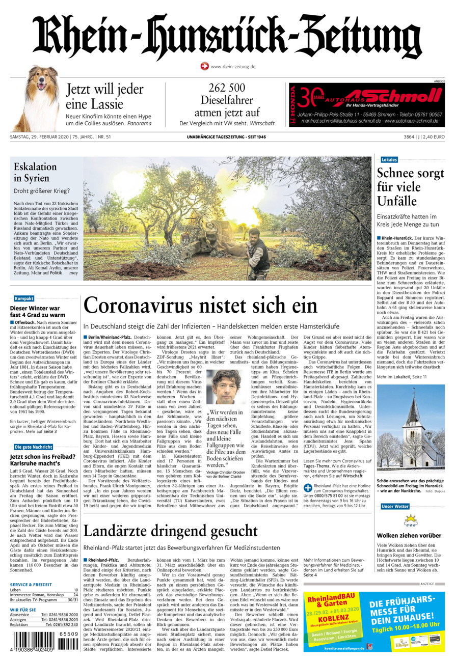 Rhein-Hunsrück-Zeitung vom Samstag, 29.02.2020