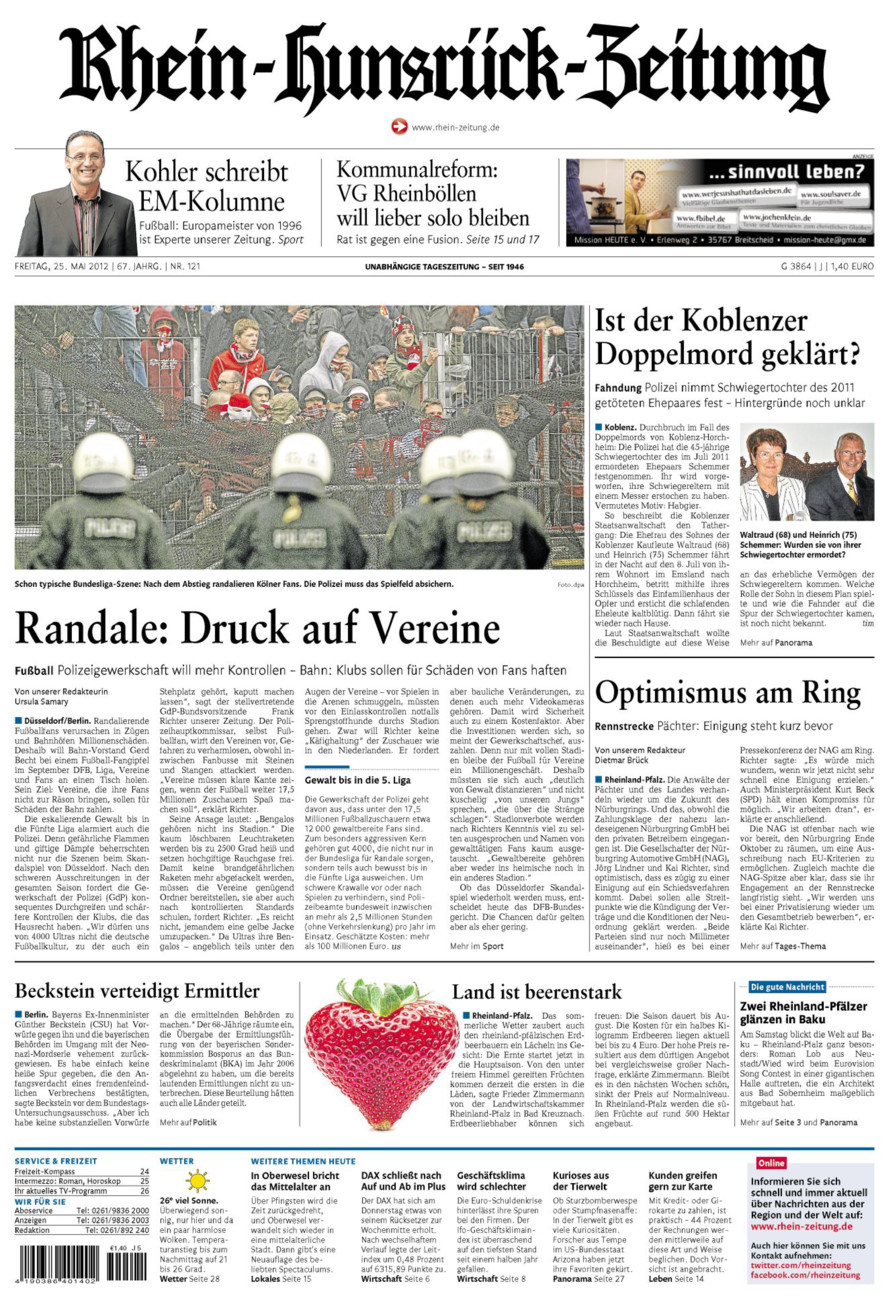 Rhein-Hunsrück-Zeitung vom Freitag, 25.05.2012