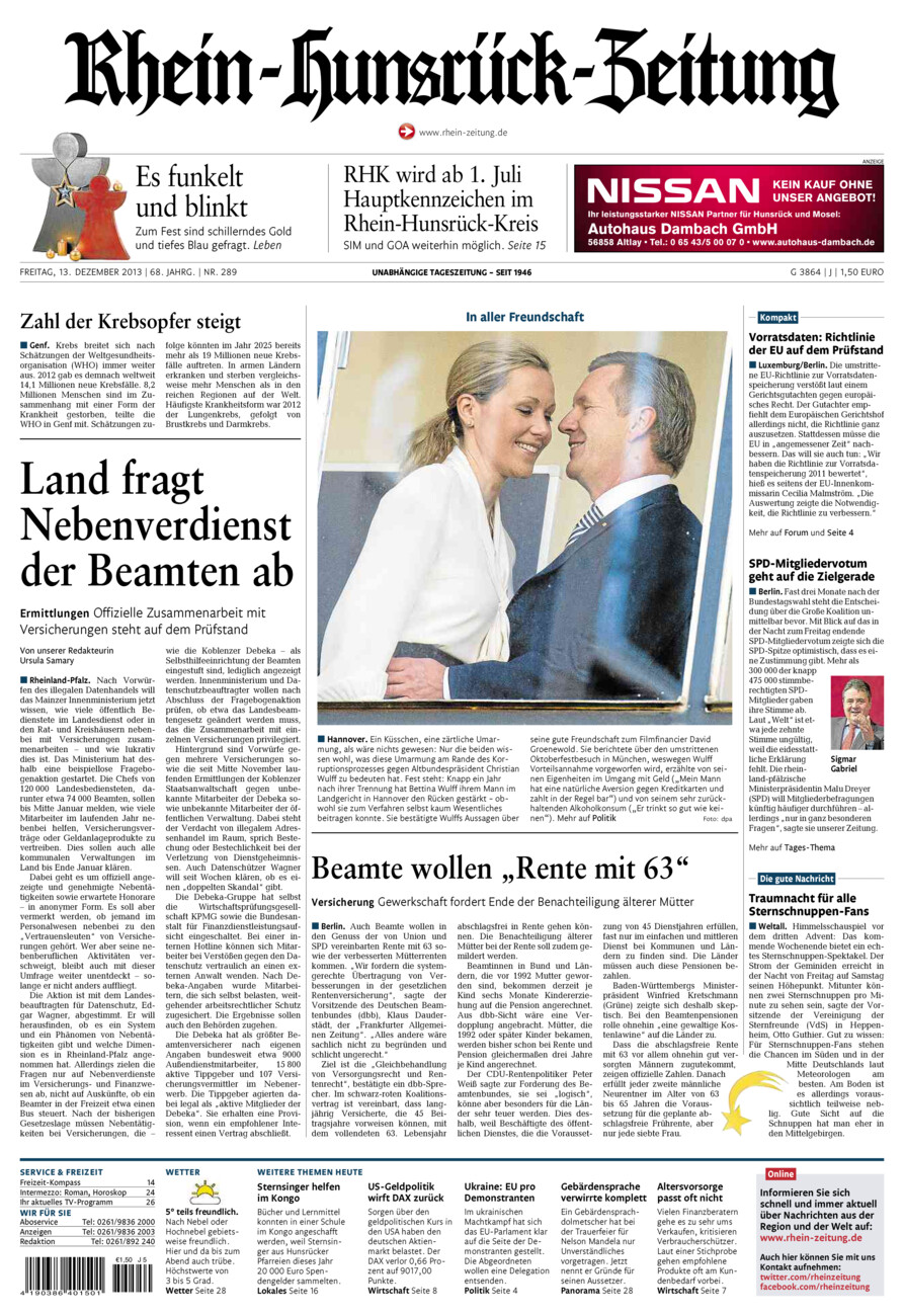 Rhein-Hunsrück-Zeitung vom Freitag, 13.12.2013