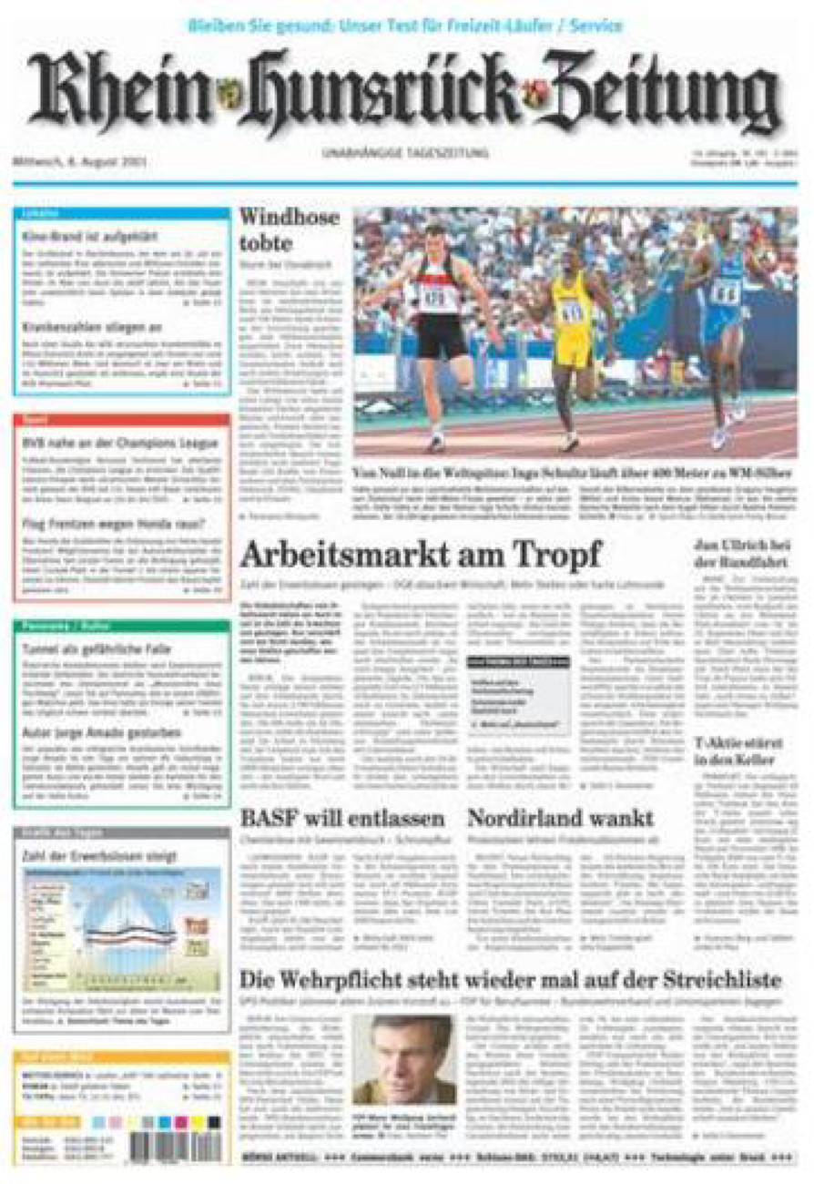Rhein-Hunsrück-Zeitung vom Mittwoch, 08.08.2001