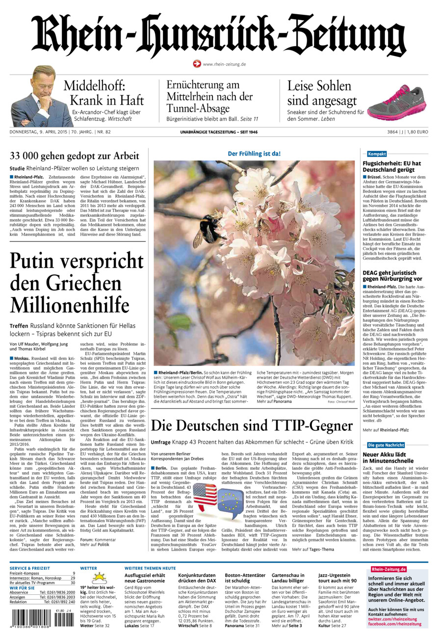 Rhein-Hunsrück-Zeitung vom Donnerstag, 09.04.2015