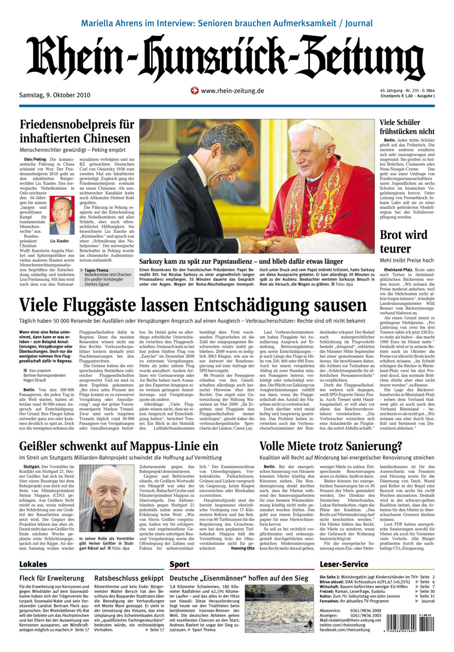 Rhein-Hunsrück-Zeitung vom Samstag, 09.10.2010