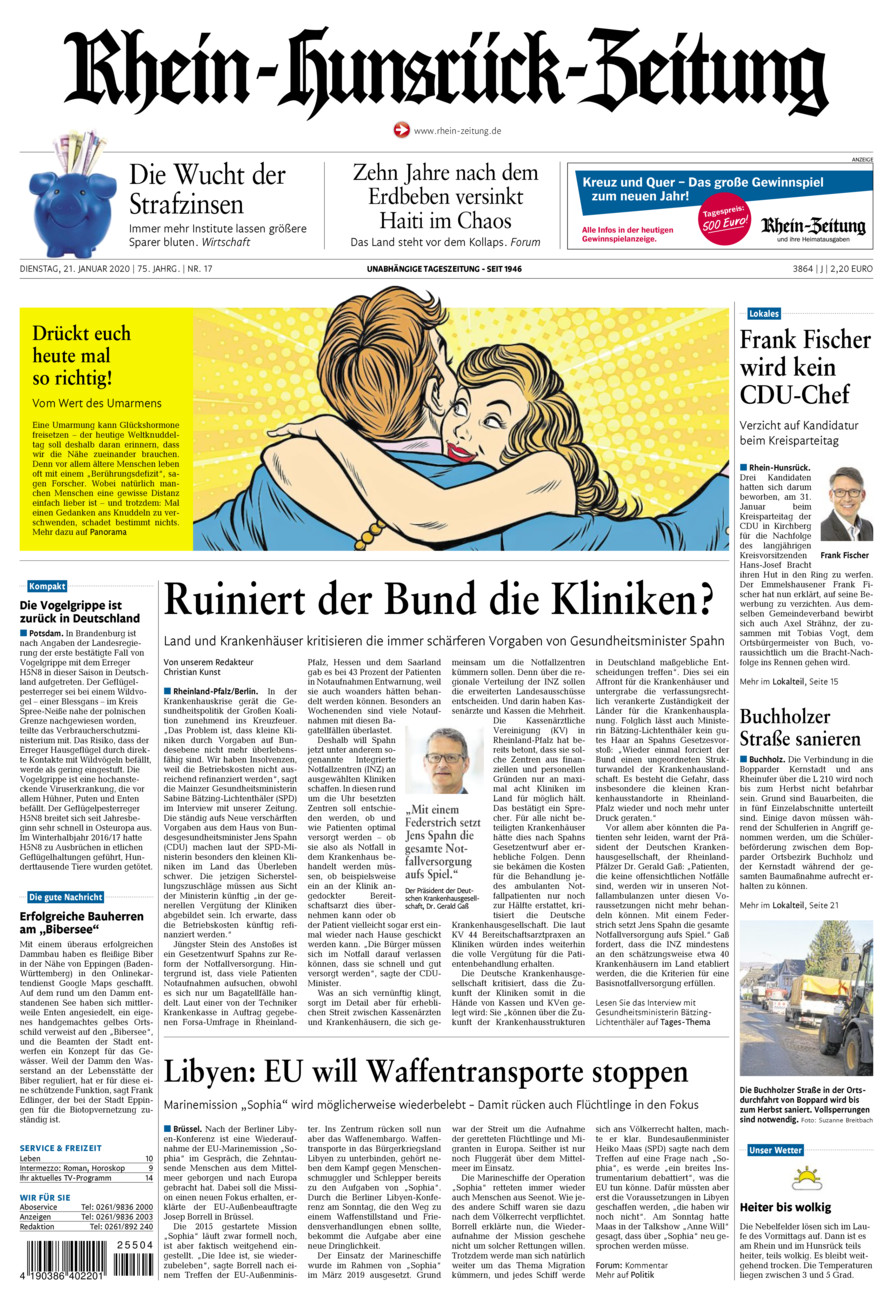 Rhein-Hunsrück-Zeitung vom Dienstag, 21.01.2020