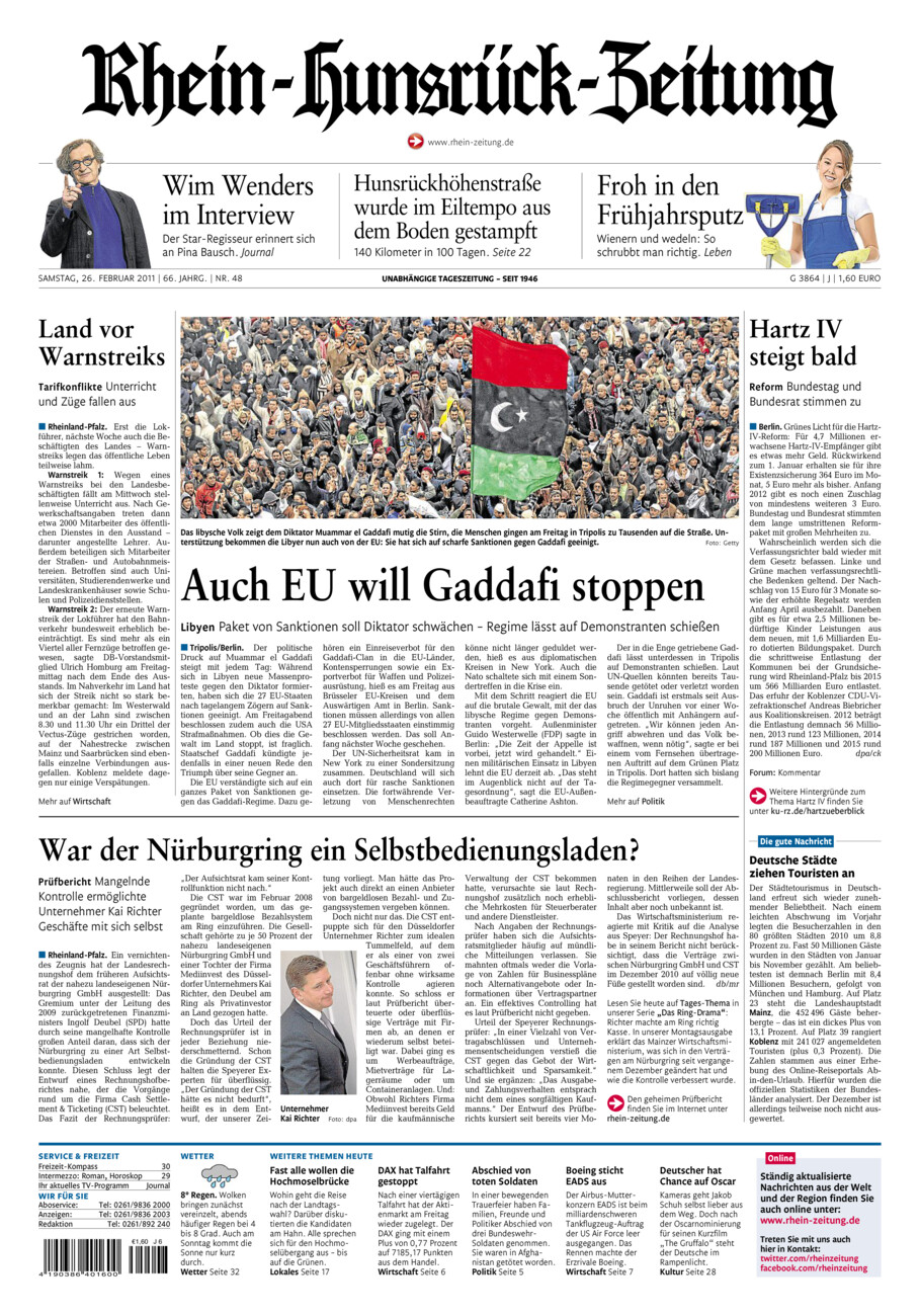 Rhein-Hunsrück-Zeitung vom Samstag, 26.02.2011