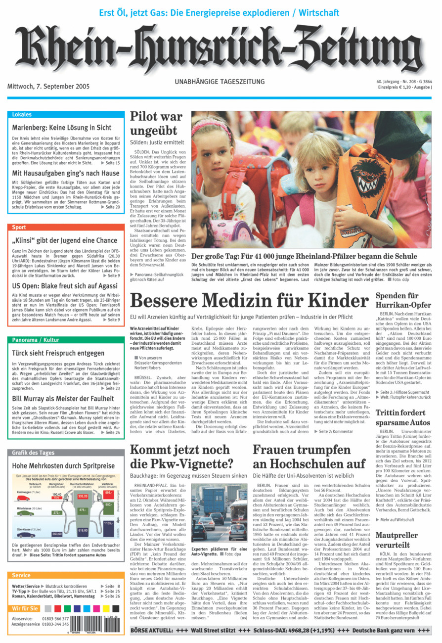 Rhein-Hunsrück-Zeitung vom Mittwoch, 07.09.2005