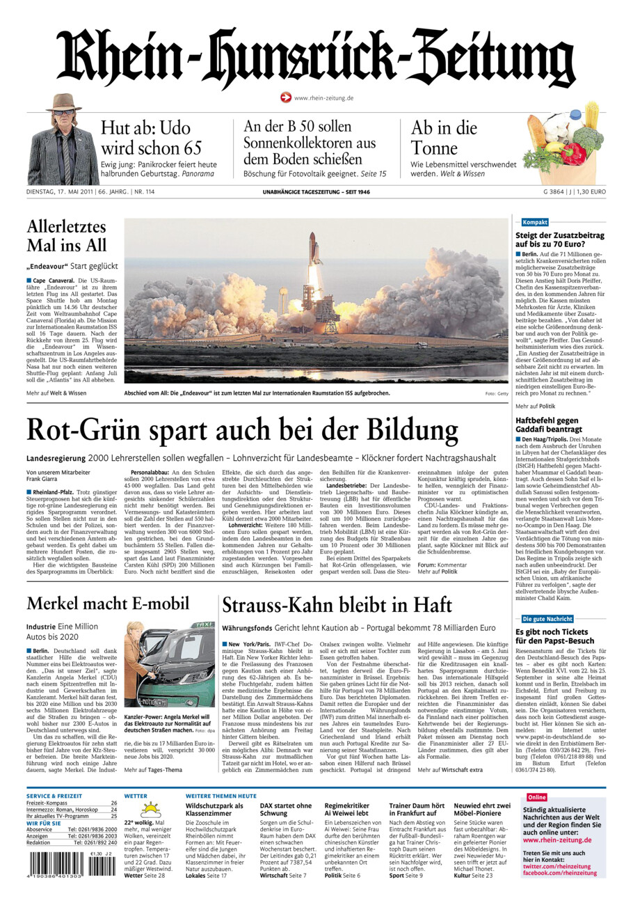 Rhein-Hunsrück-Zeitung vom Dienstag, 17.05.2011