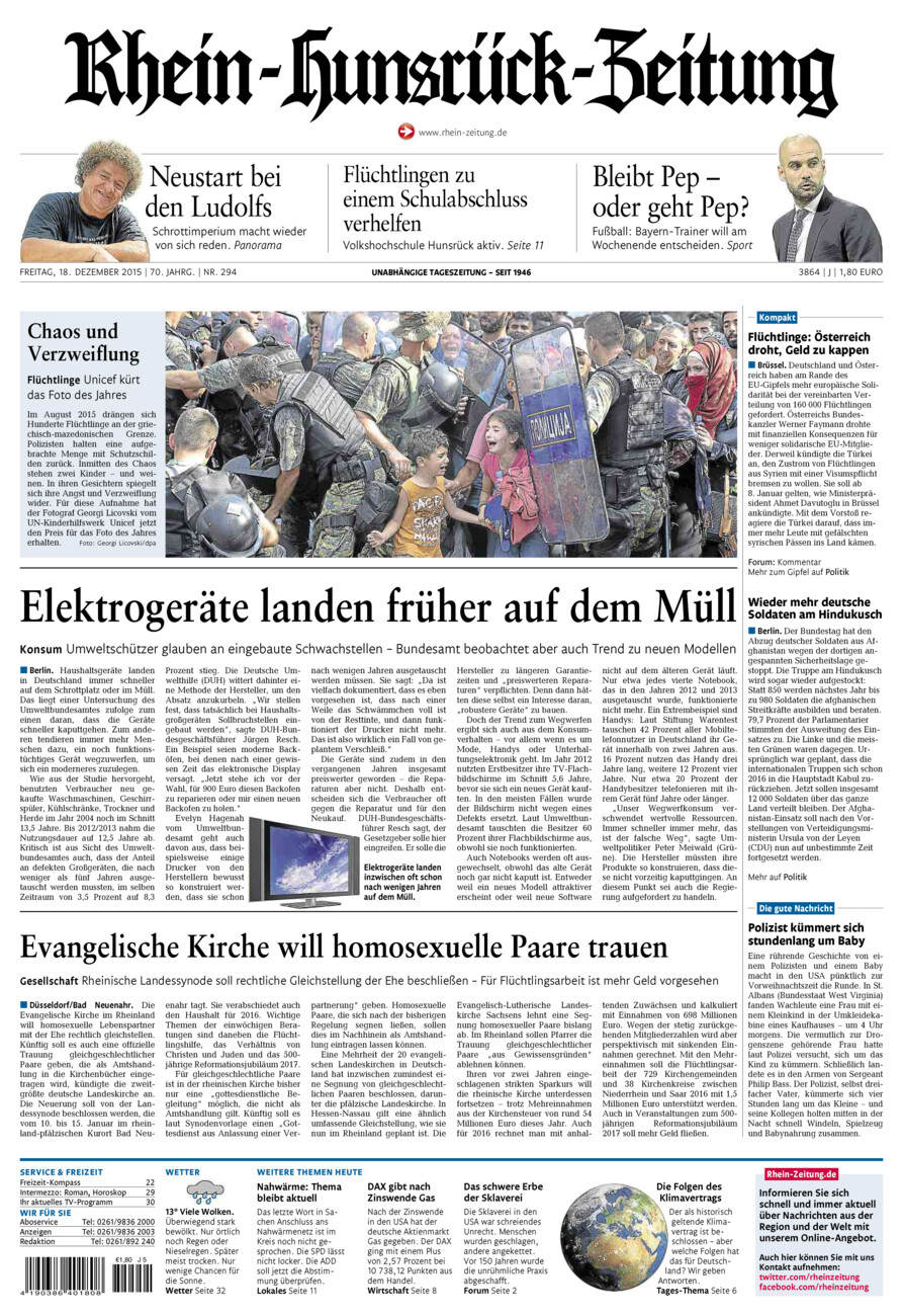 Rhein-Hunsrück-Zeitung vom Freitag, 18.12.2015