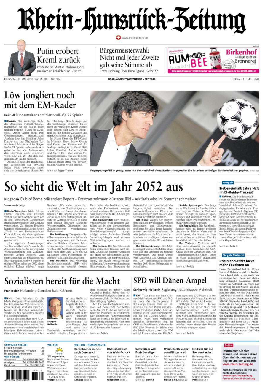 Rhein-Hunsrück-Zeitung vom Dienstag, 08.05.2012