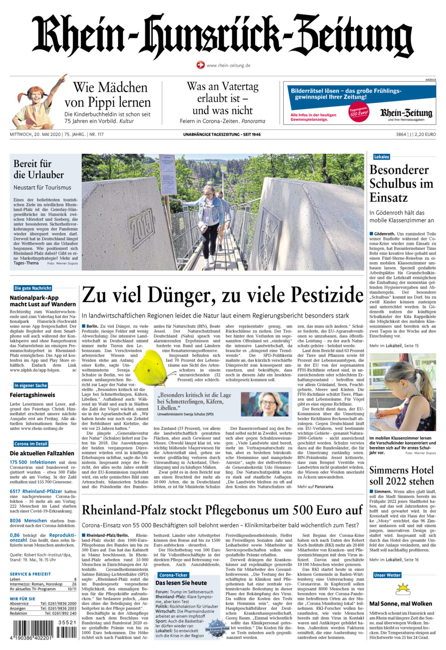 Rhein-Hunsrück-Zeitung vom Mittwoch, 20.05.2020