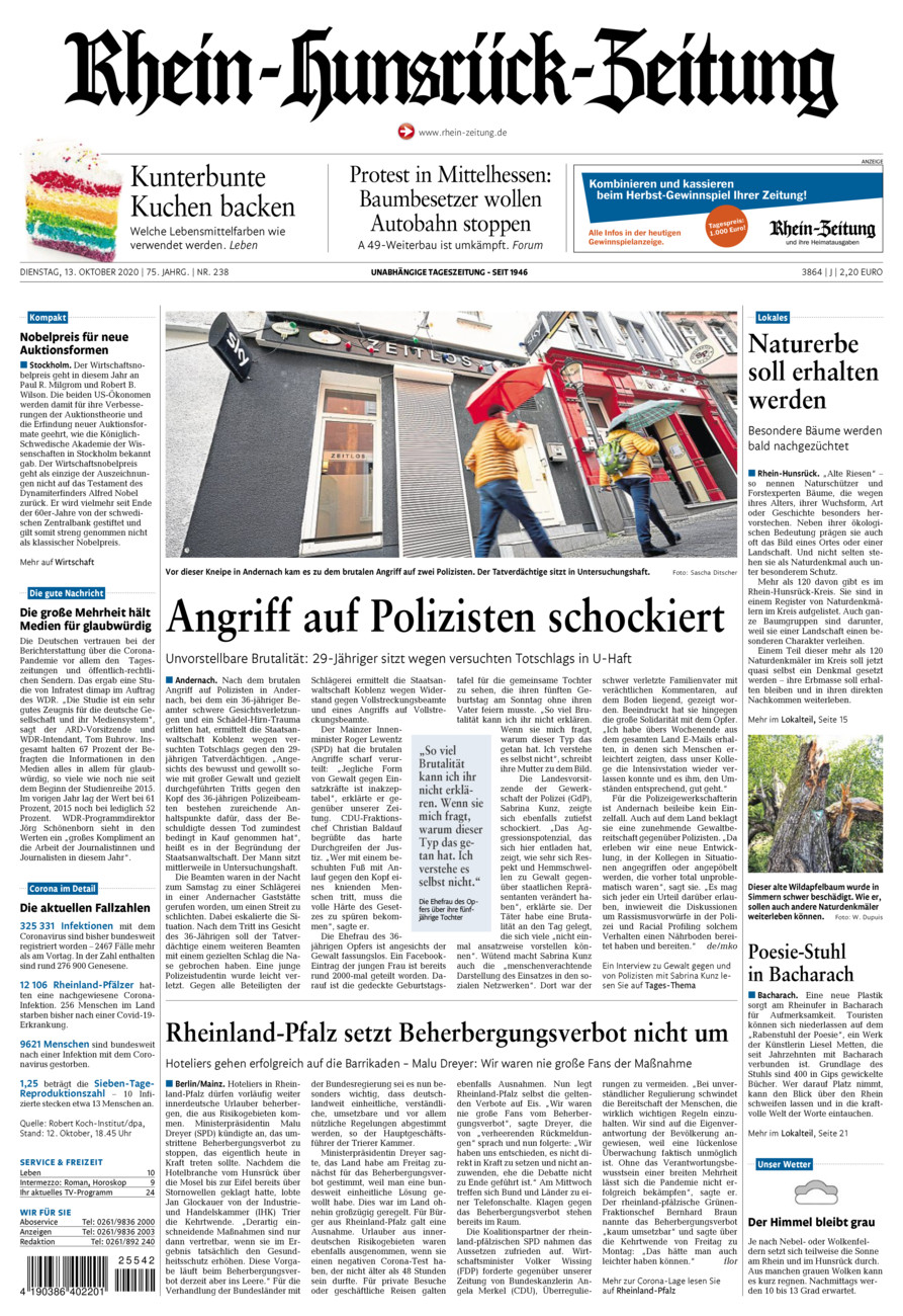 Rhein-Hunsrück-Zeitung vom Dienstag, 13.10.2020