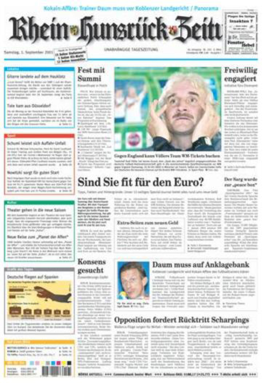 Rhein-Hunsrück-Zeitung vom Samstag, 01.09.2001