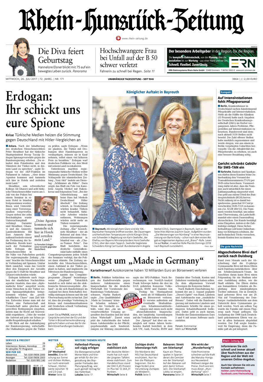 Rhein-Hunsrück-Zeitung vom Mittwoch, 26.07.2017