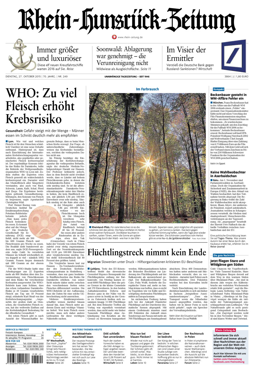Rhein-Hunsrück-Zeitung vom Dienstag, 27.10.2015
