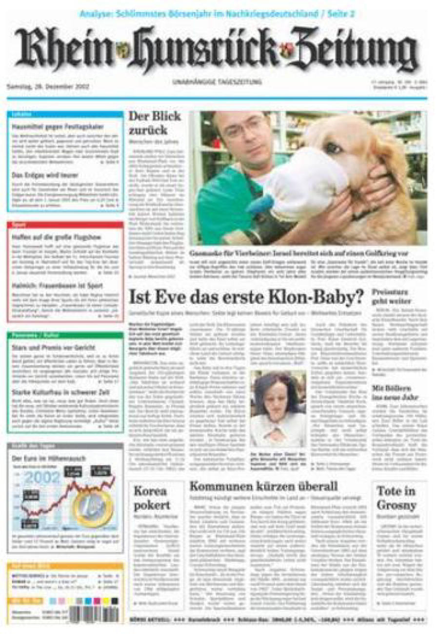 Rhein-Hunsrück-Zeitung vom Samstag, 28.12.2002