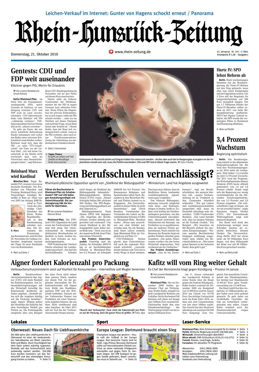 Rhein-Hunsrück-Zeitung vom Donnerstag, 21.10.2010
