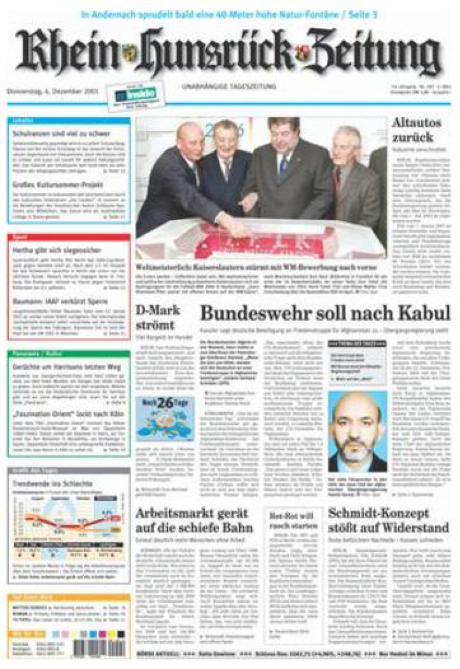 Rhein-Hunsrück-Zeitung vom Donnerstag, 06.12.2001