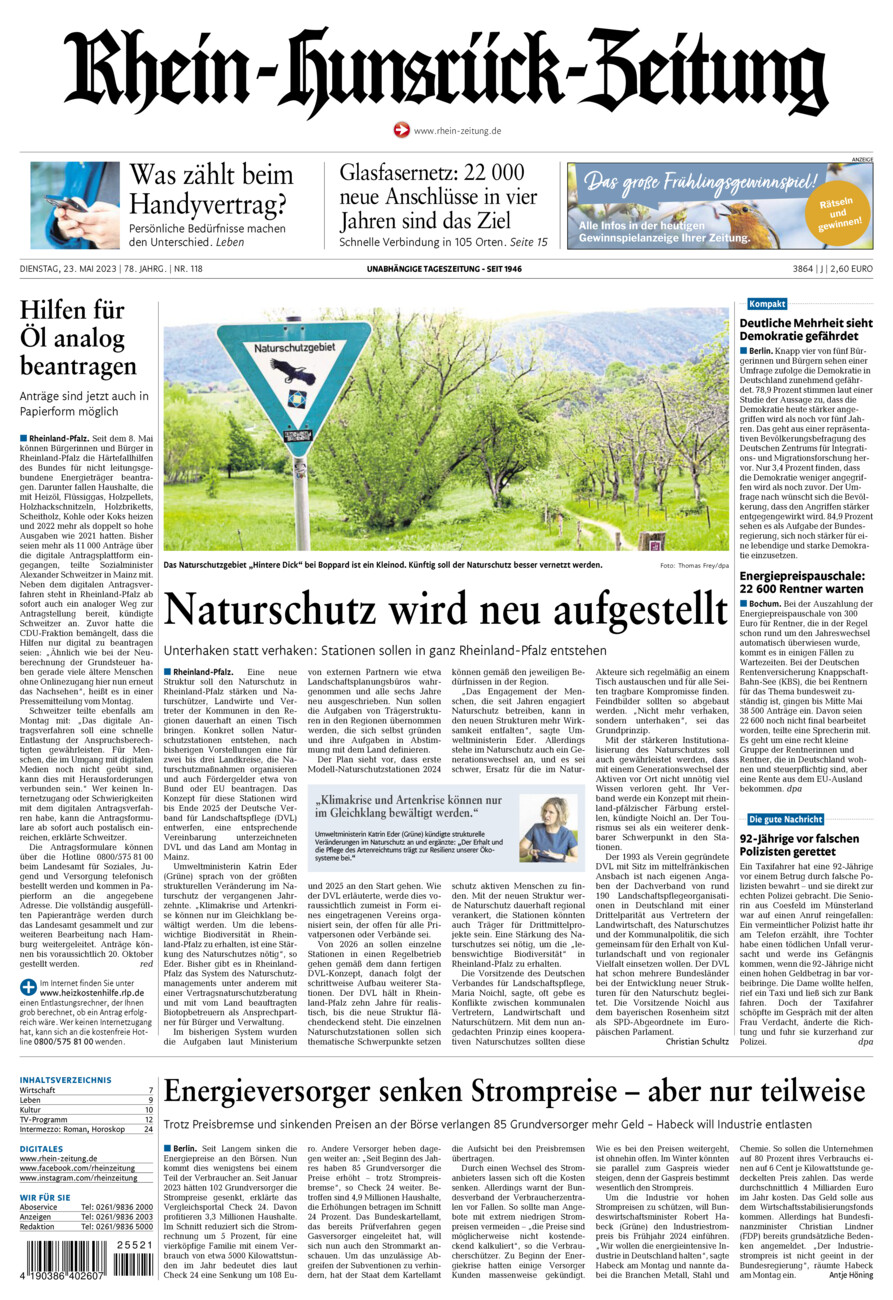 Rhein-Hunsrück-Zeitung vom Dienstag, 23.05.2023