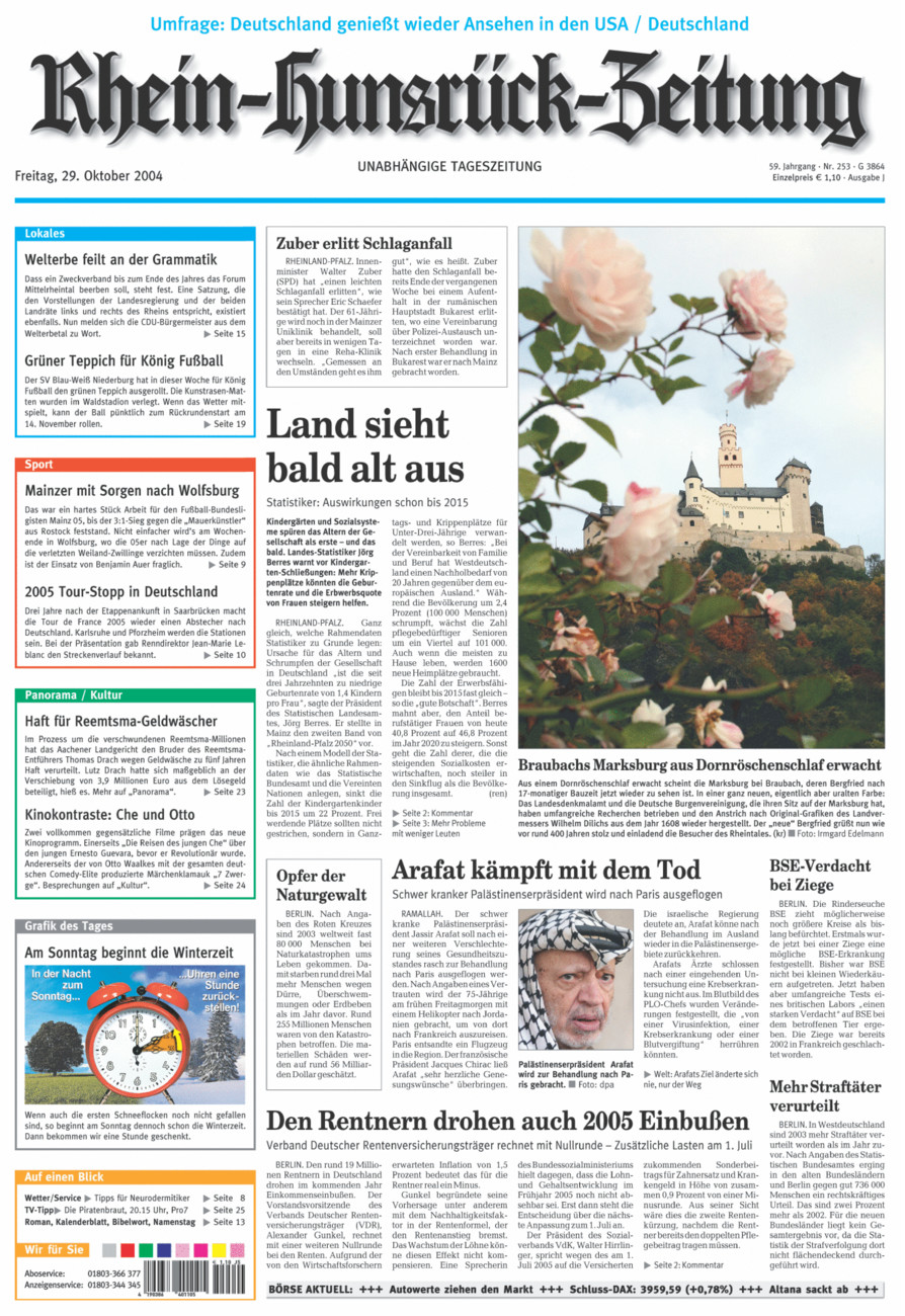 Rhein-Hunsrück-Zeitung vom Freitag, 29.10.2004